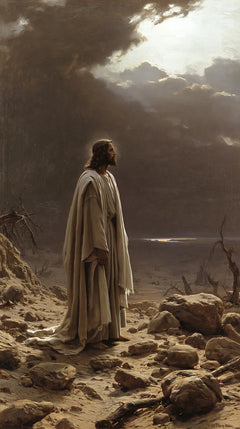 Jesus in the Desert — The Peaceful Profile beneath the White Rift