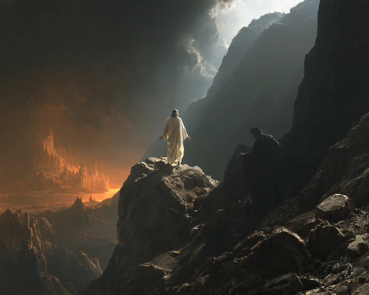 Jesus in the Desert — The White Presence between Ember and Azure