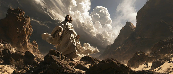 Jesus in the Desert — The Walk beneath the Sky’s White Plumes