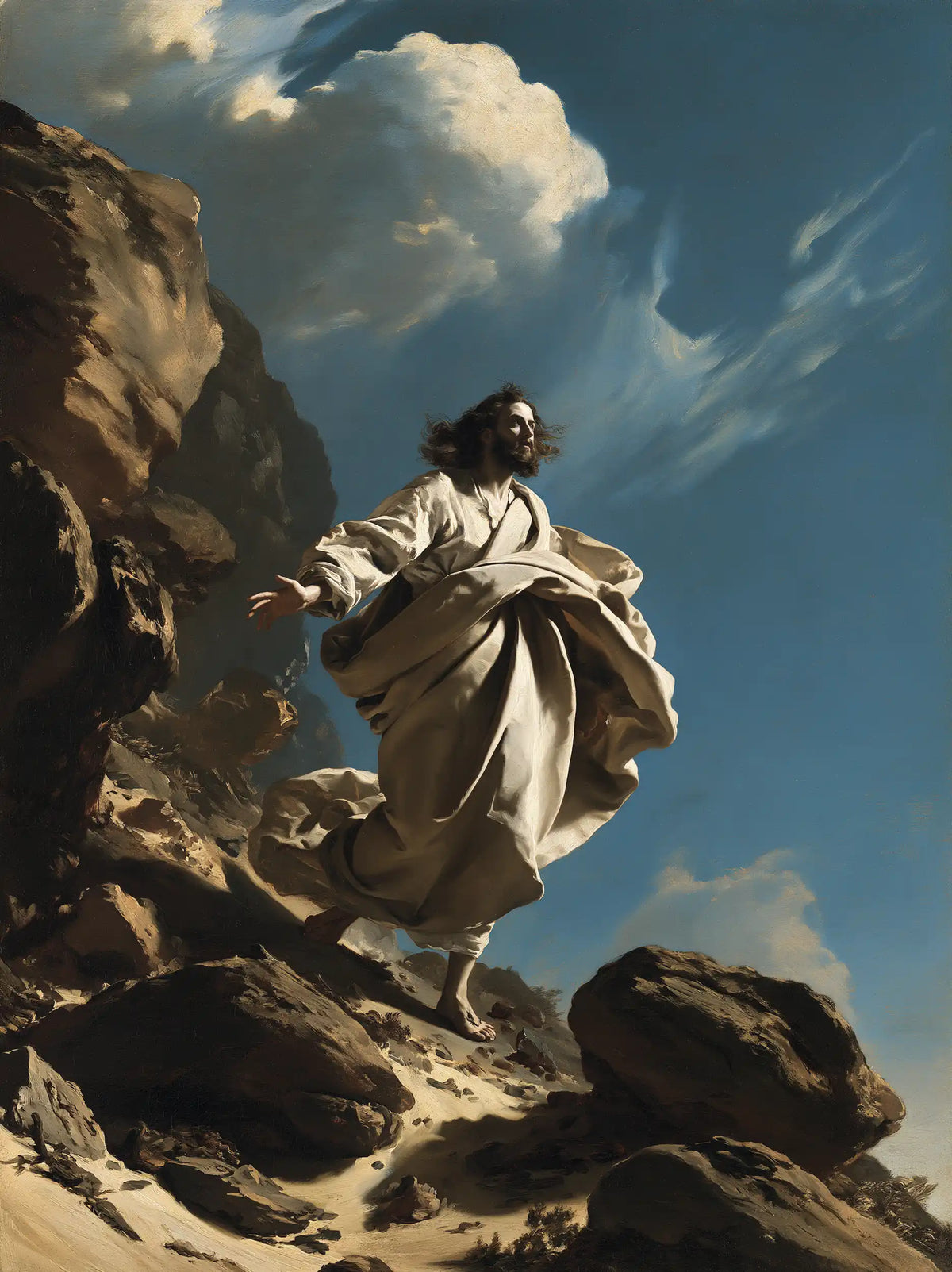Jesus in the Desert — The White Robe in the Breath of the Blue Sky