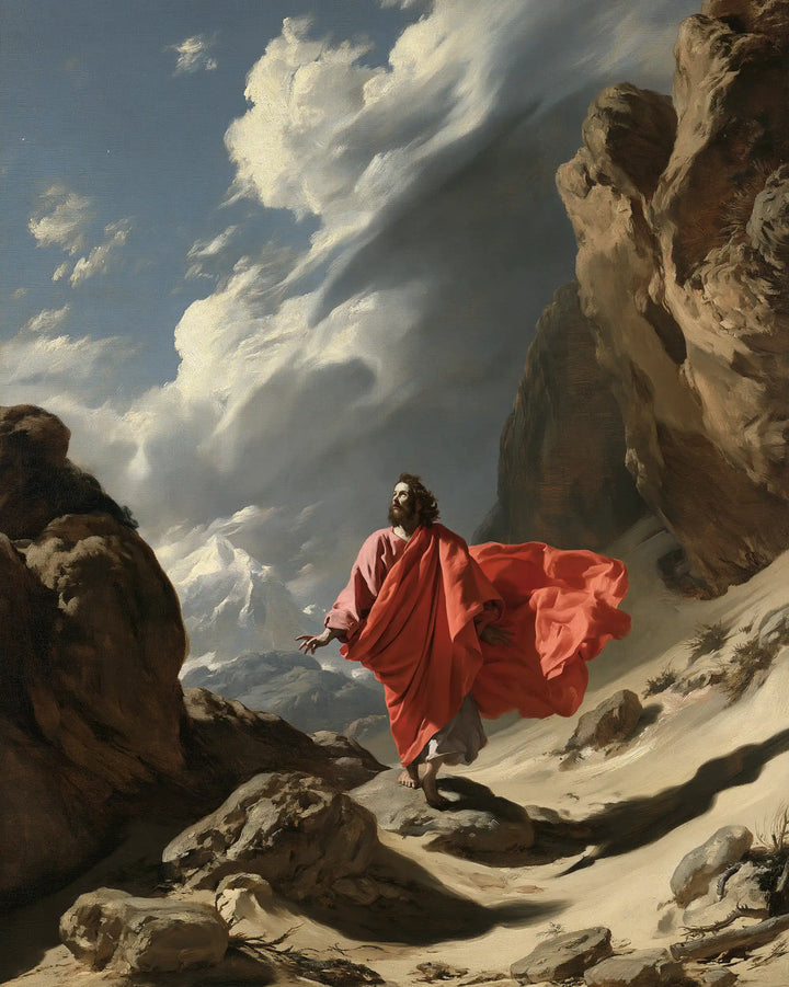 Jesus in the Desert — Red in Motion through the Sandy Passage