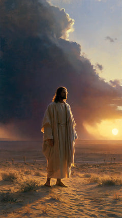 Jesus in the Desert — The Pale Presence beneath the Vast Cloud