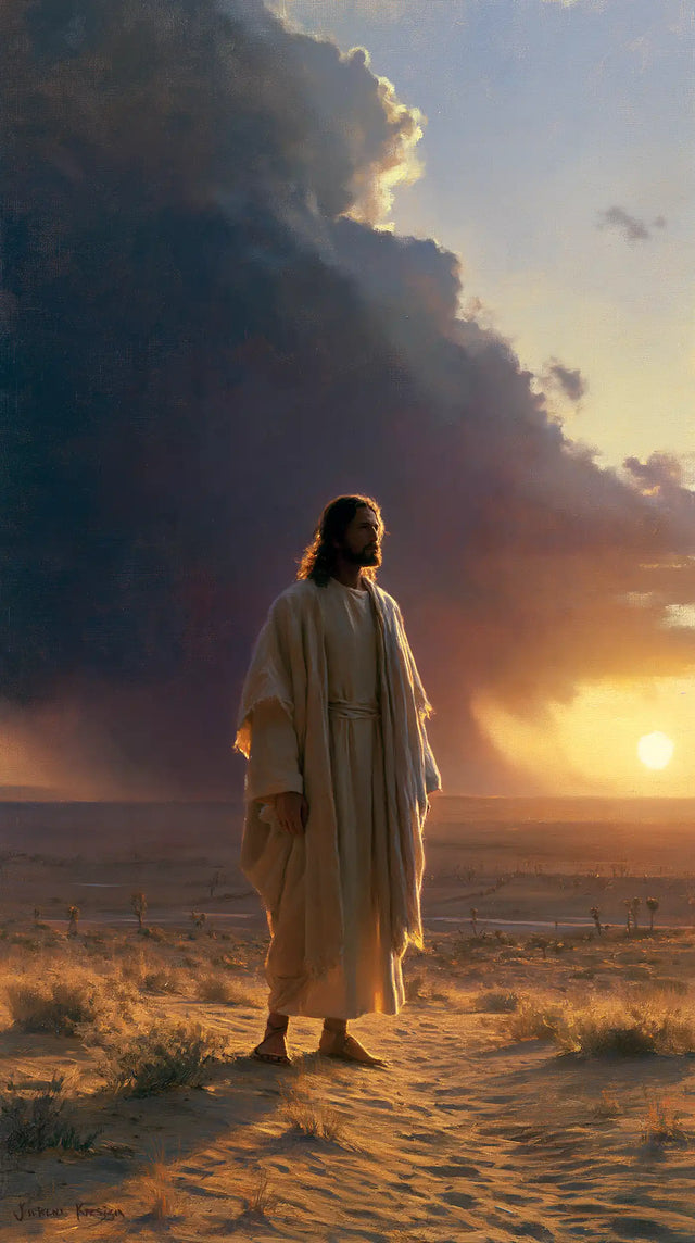 Jesus in the Desert — The Pale Presence beneath the Vast Cloud