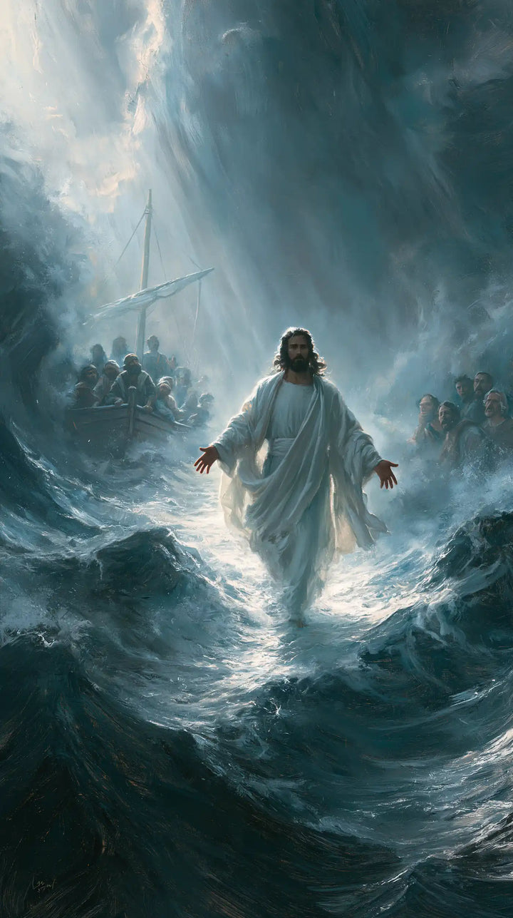 Jesus Walking on Water — Linen in the Cathedral of Storm