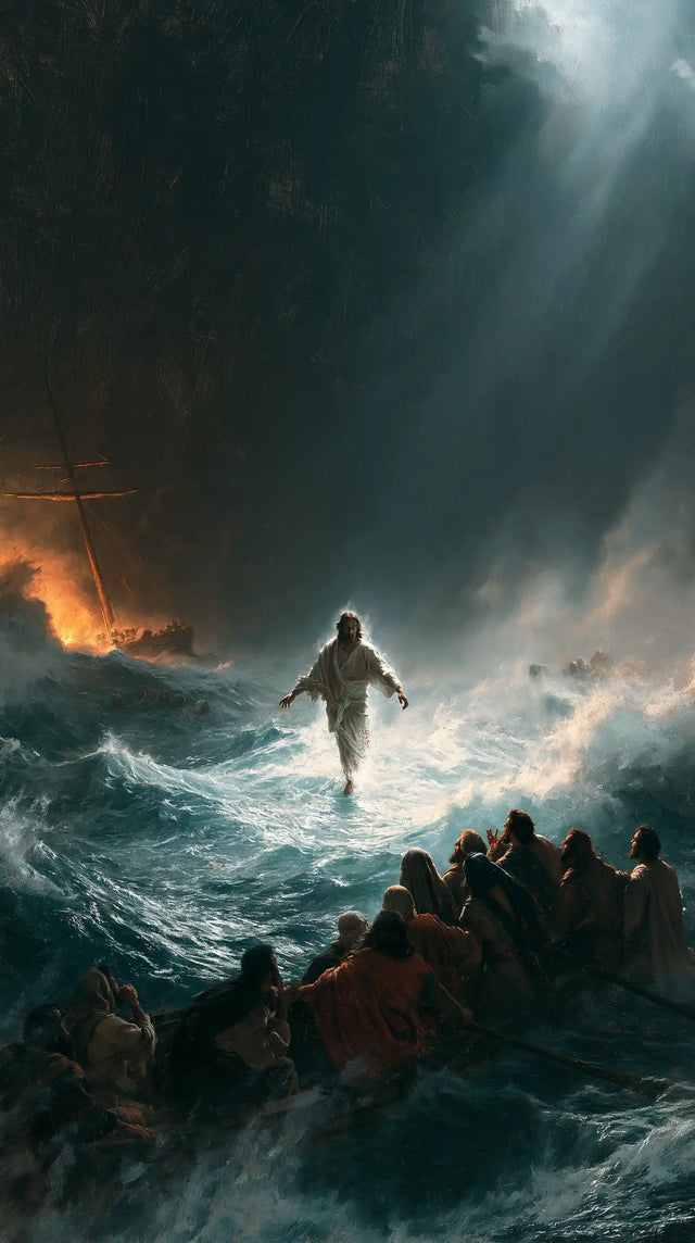 Jesus Walking on Water — Between Firelight and the Cool Ray