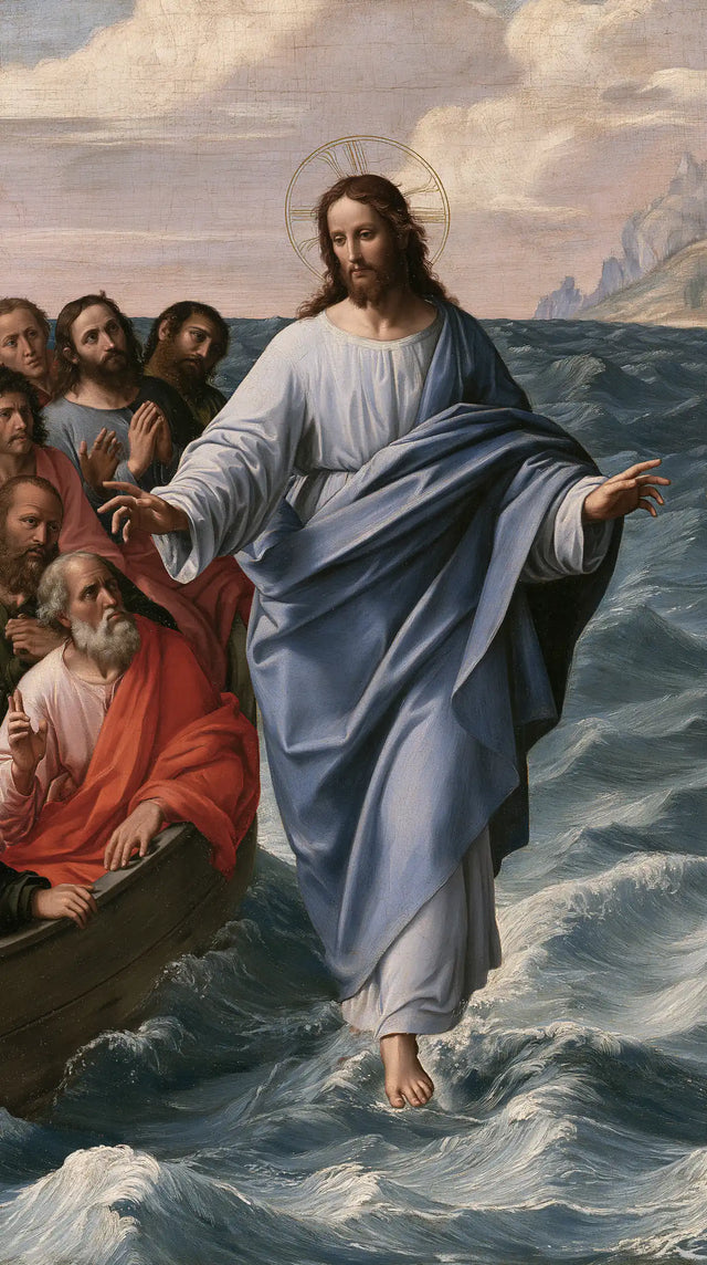 Jesus Walking on Water — The Gentle Gaze in Slate Folds