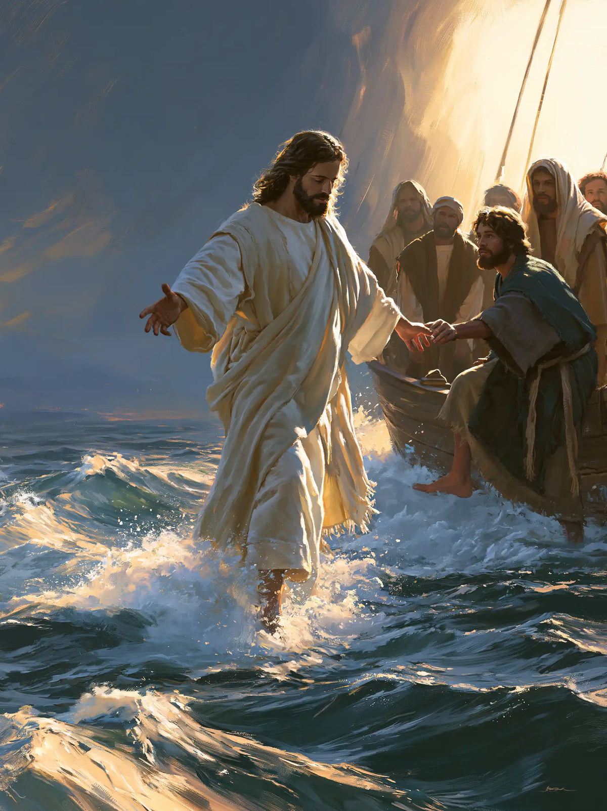 Jesus Walking on Water — Hands Close at the Moment of Departure