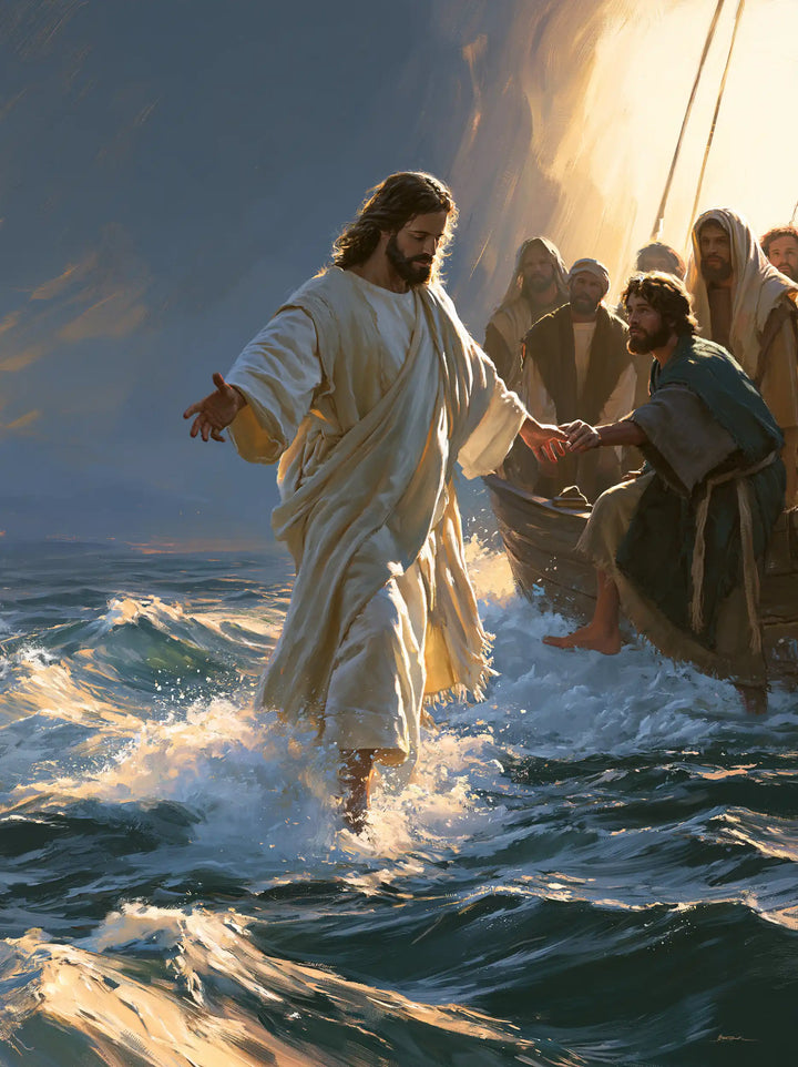 Jesus Walking on Water — Hands Close at the Moment of Departure