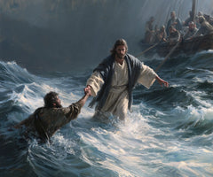 Jesus Walking on Water — Rising through the Light of the Waves