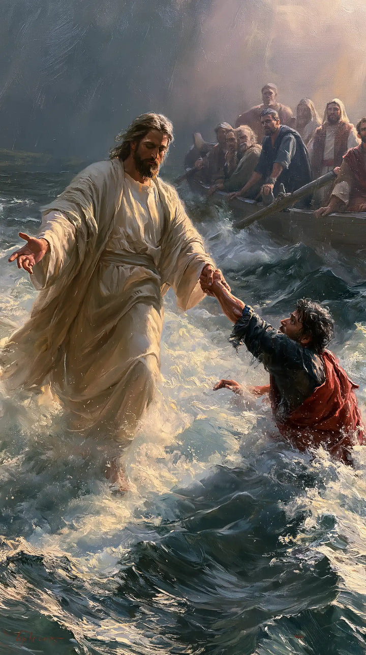 Jesus Walking on Water — The Red Wrist in Cream-Coloured Light