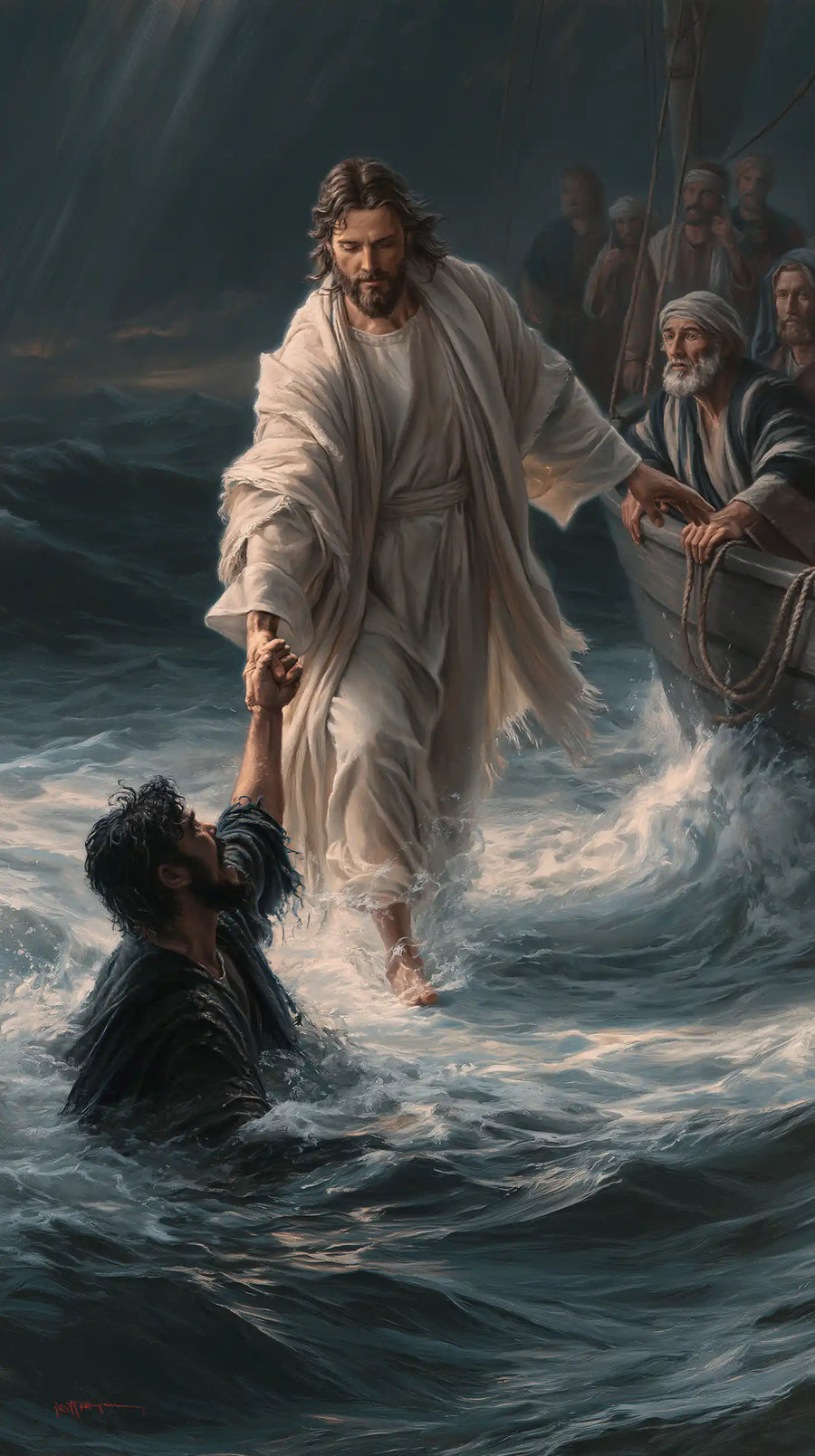 Jesus Walking on Water — The Gentle Grasp at the Edge of the Depths