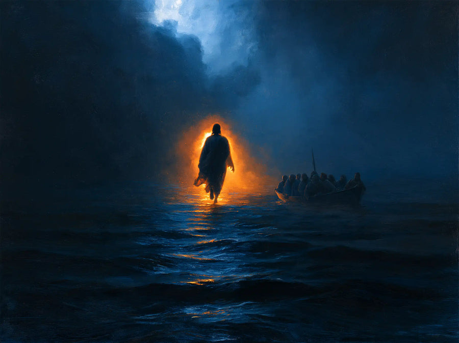 Jesus Walking on Water - Midnight Blue Chiaroscuro · Landscape n° 7