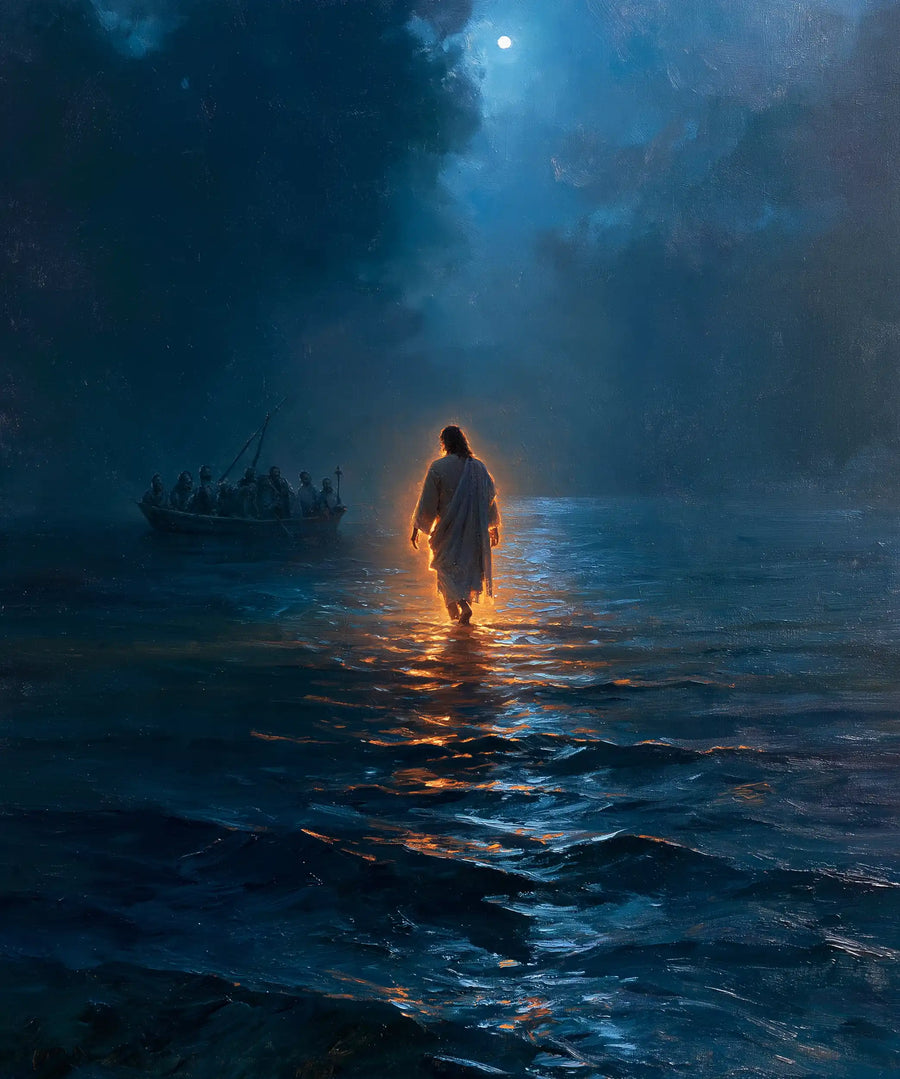 Jesus Walking on Water - Midnight Blue Chiaroscuro · Portrait n° 8
