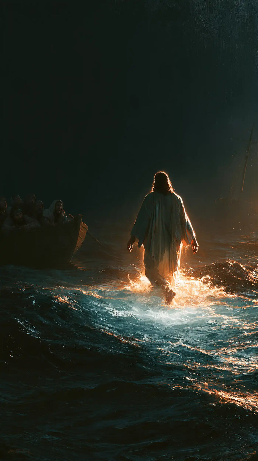 Jesus Walking on Water - Midnight Blue Chiaroscuro · Portrait n° 9