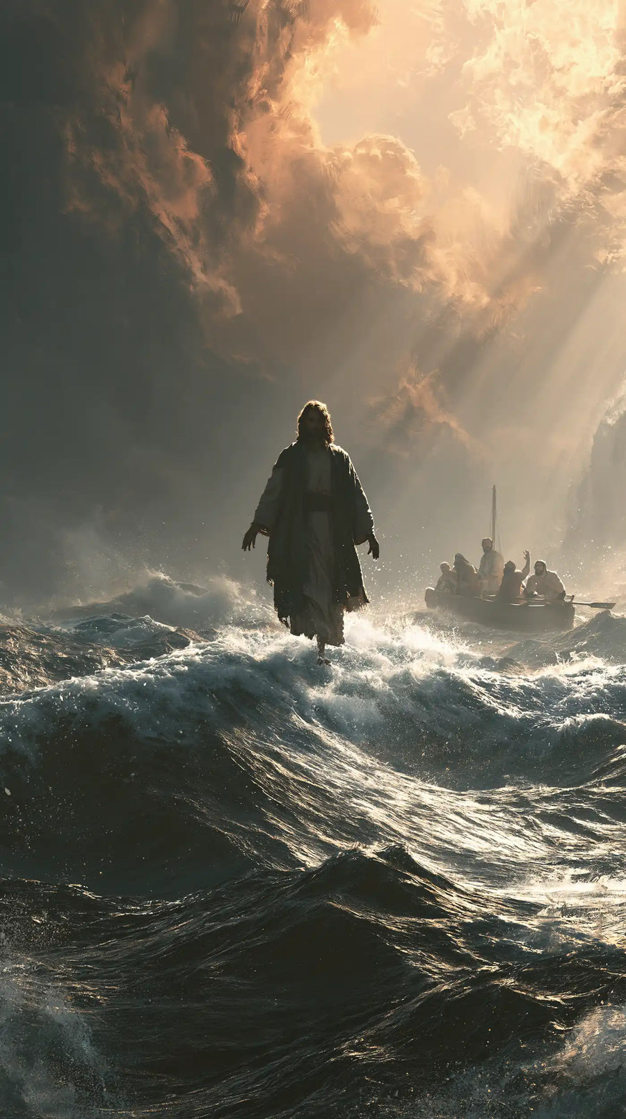 Jesus Walking on Water - Midnight Blue Chiaroscuro · Portrait n° 11