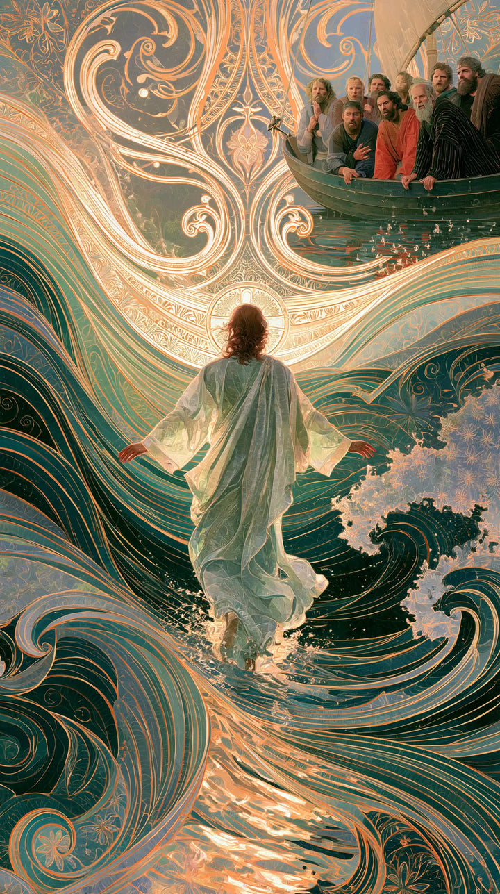 Jesus Walking on Water - Sacred Art Nouveau · Portrait n° 8