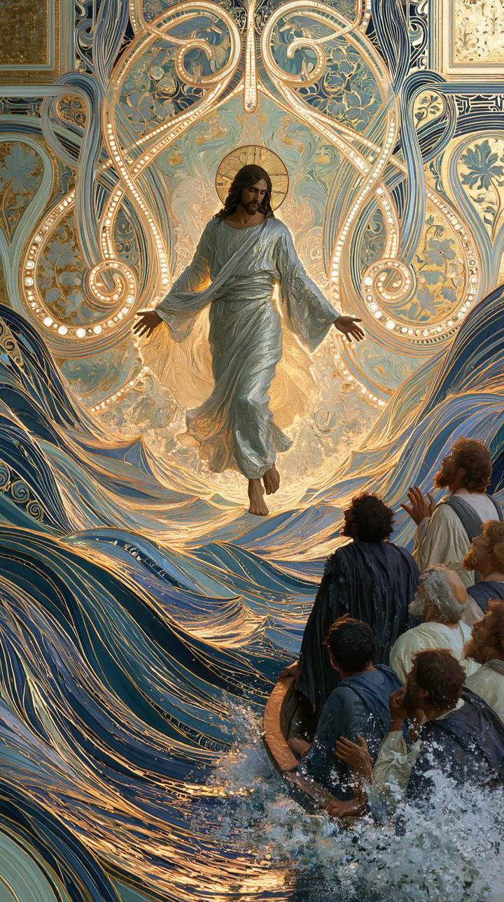 Jesus Walking on Water - Sacred Art Nouveau · Portrait n° 9