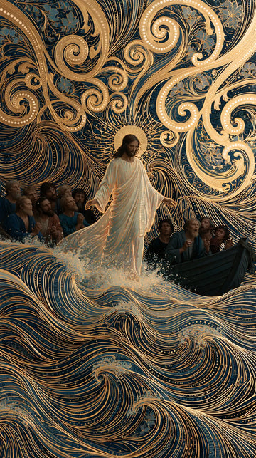 Jesus Walking on Water - Sacred Art Nouveau · Portrait n° 10