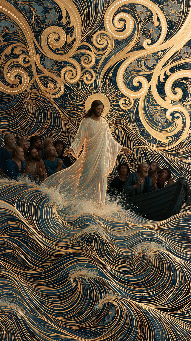 Jesus Walking on Water - Sacred Art Nouveau · Portrait n° 10