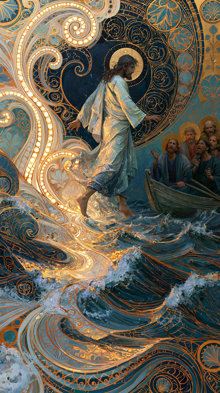 Jesus Walking on Water - Sacred Art Nouveau · Portrait n° 12