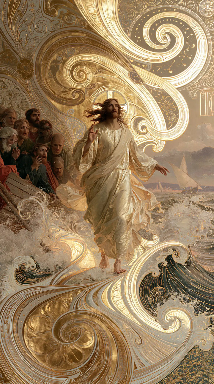 Jesus Walking on Water - Sacred Art Nouveau · Portrait n° 13