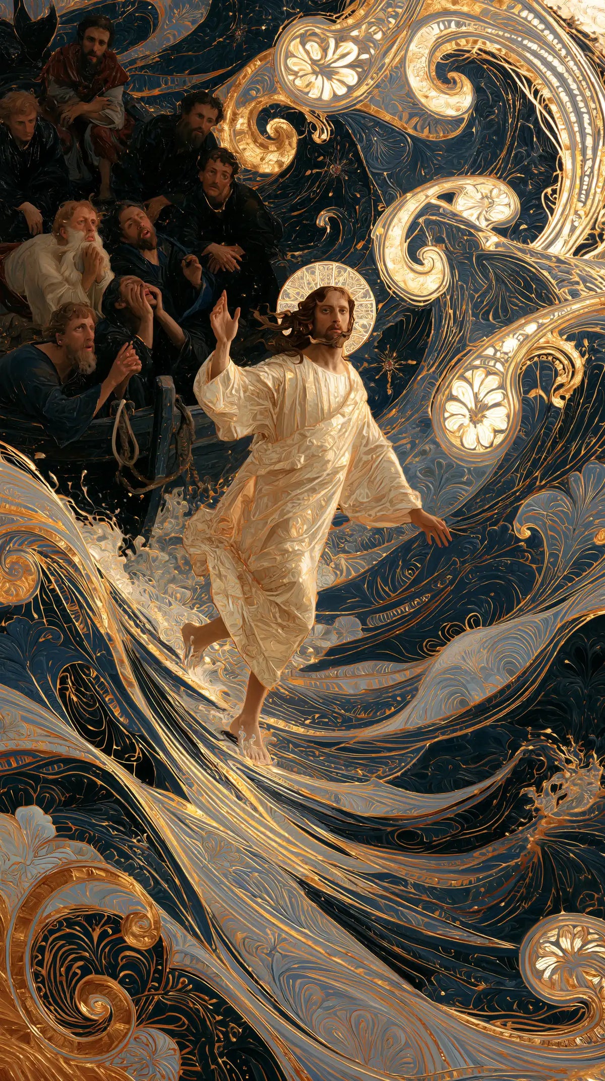 Jesus Walking on Water - Sacred Art Nouveau · Portrait n° 17