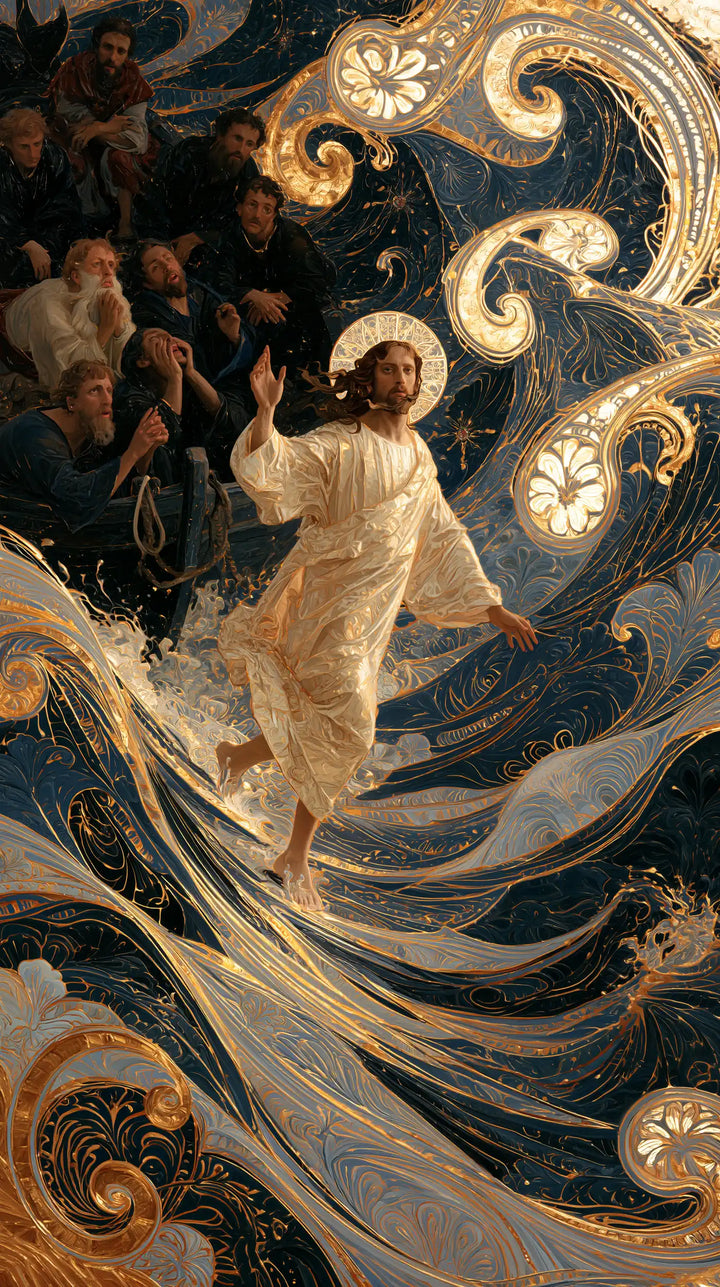 Jesus Walking on Water - Sacred Art Nouveau · Portrait n° 17