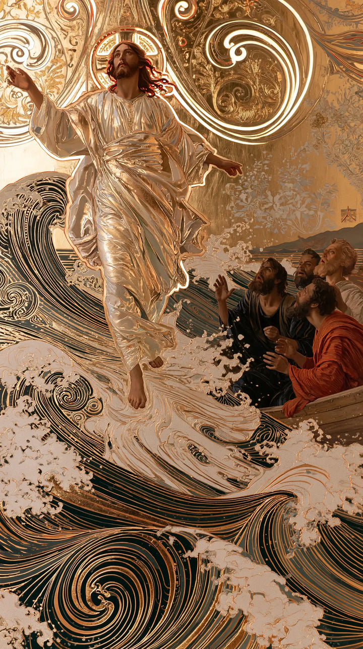 Jesus Walking on Water - Sacred Art Nouveau · Portrait n° 19