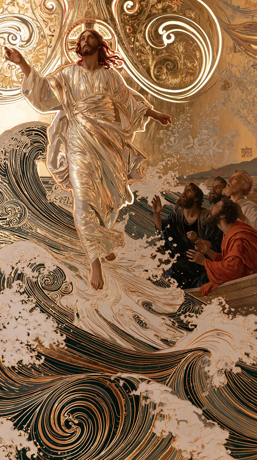 Jesus Walking on Water - Sacred Art Nouveau · Portrait n° 19
