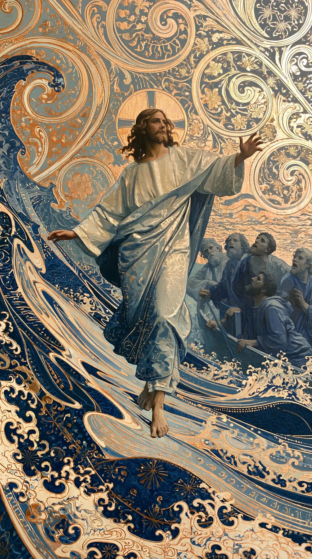 Jesus Walking on Water - Sacred Art Nouveau · Portrait n° 22