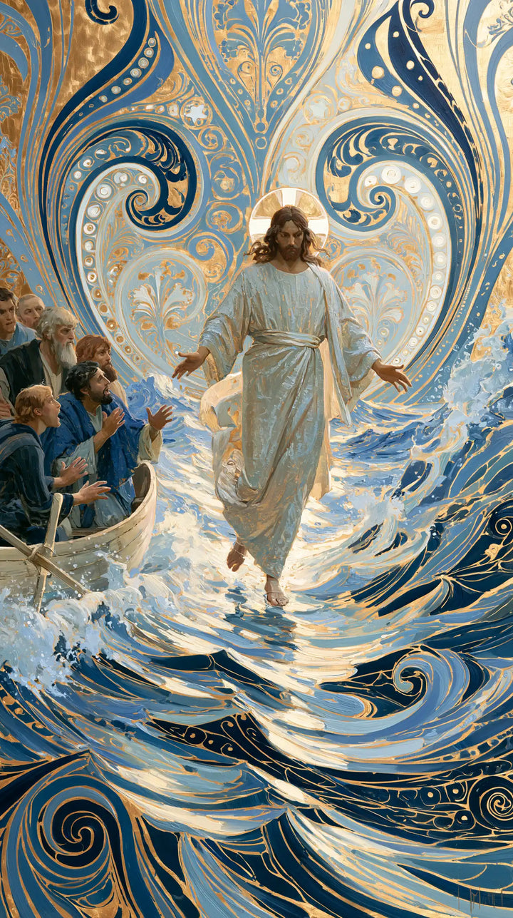 Jesus Walking on Water - Sacred Art Nouveau · Portrait n° 24