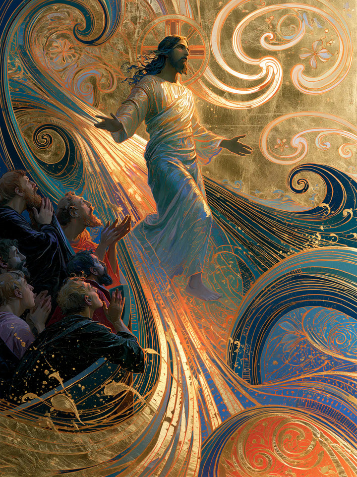 Jesus Walking on Water - Sacred Art Nouveau · Portrait n° 36