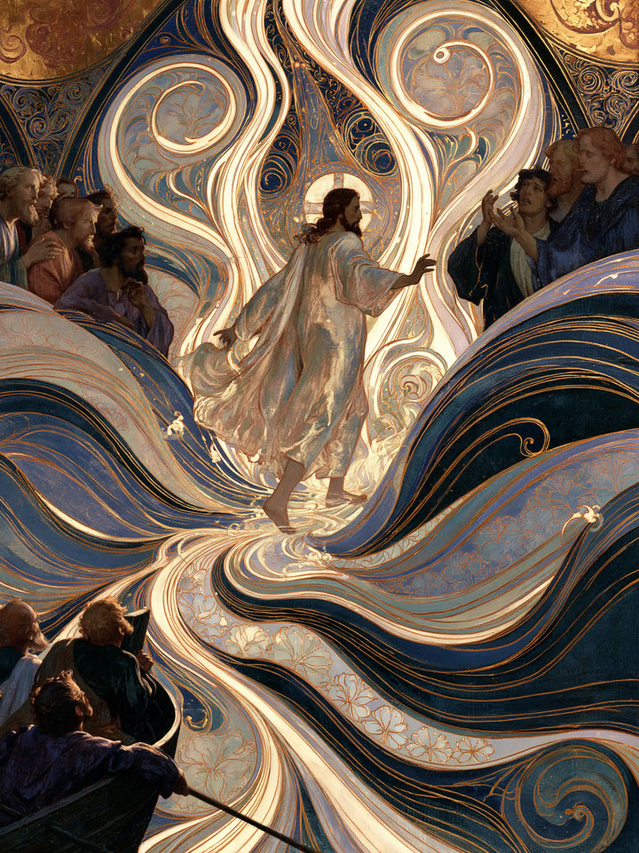 Jesus Walking on Water - Sacred Art Nouveau · Portrait n° 37