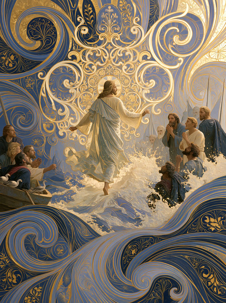 Jesus Walking on Water - Sacred Art Nouveau · Portrait n° 38