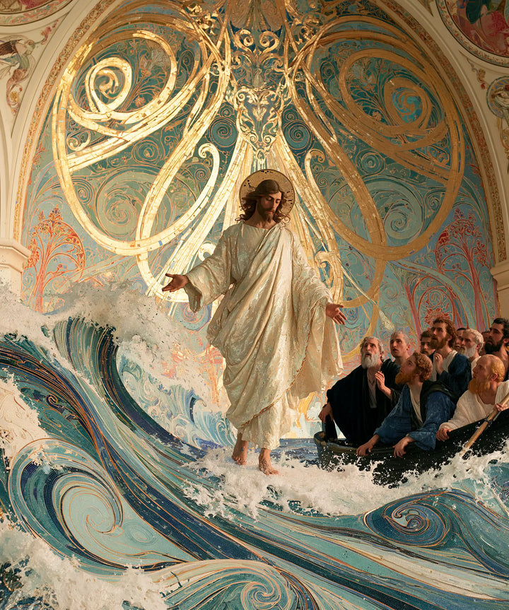 Jesus Walking on Water - Sacred Art Nouveau · Portrait n° 39