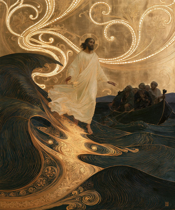 Jesus Walking on Water - Sacred Art Nouveau · Portrait n° 41