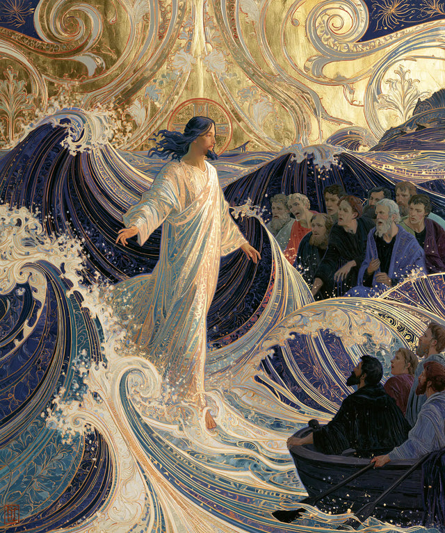 Jesus Walking on Water - Sacred Art Nouveau · Portrait n° 42