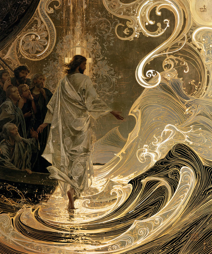 Jesus Walking on Water - Sacred Art Nouveau · Portrait n° 43