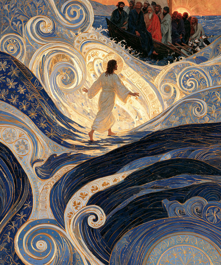 Jesus Walking on Water - Sacred Art Nouveau · Portrait n° 47