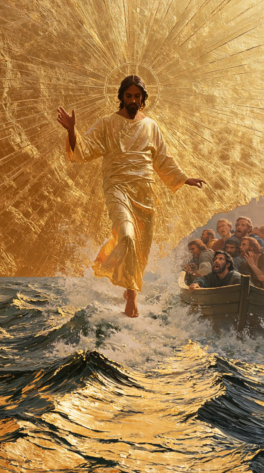 Jesus Walking on Water - Sacred Gold · Portrait n° 16