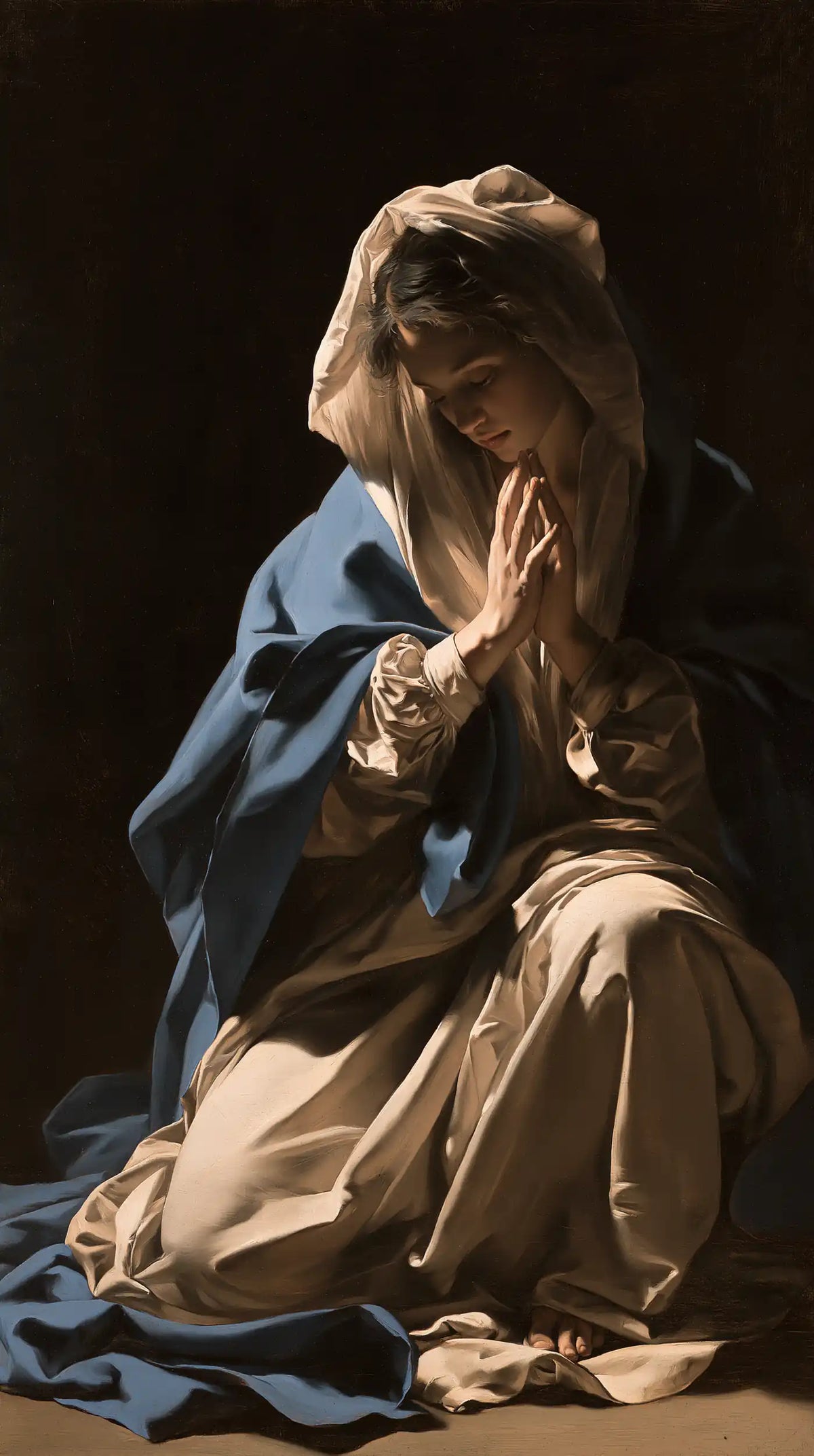 Virgin Mary in Prayer - Caravaggio Tenebrism · Portrait n° 2