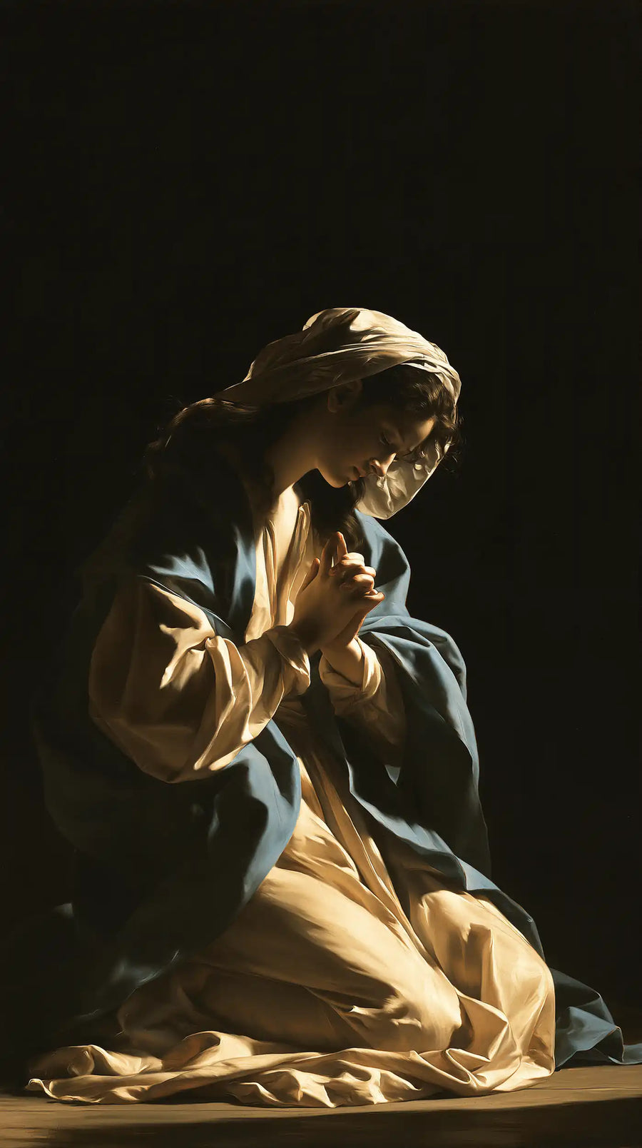 Virgin Mary in Prayer - Caravaggio Tenebrism · Portrait n° 6