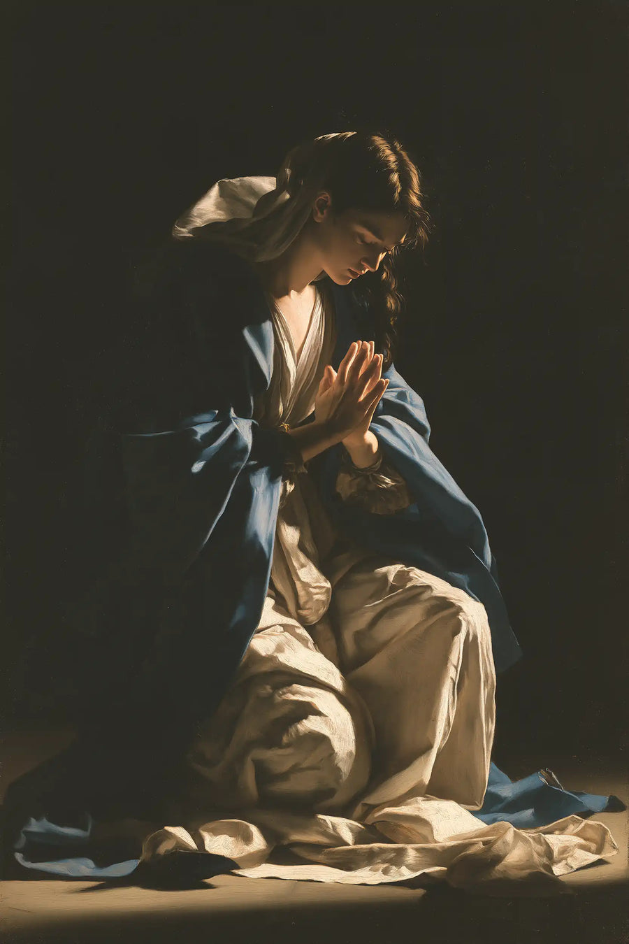 Virgin Mary in Prayer - Caravaggio Tenebrism · Portrait n° 9