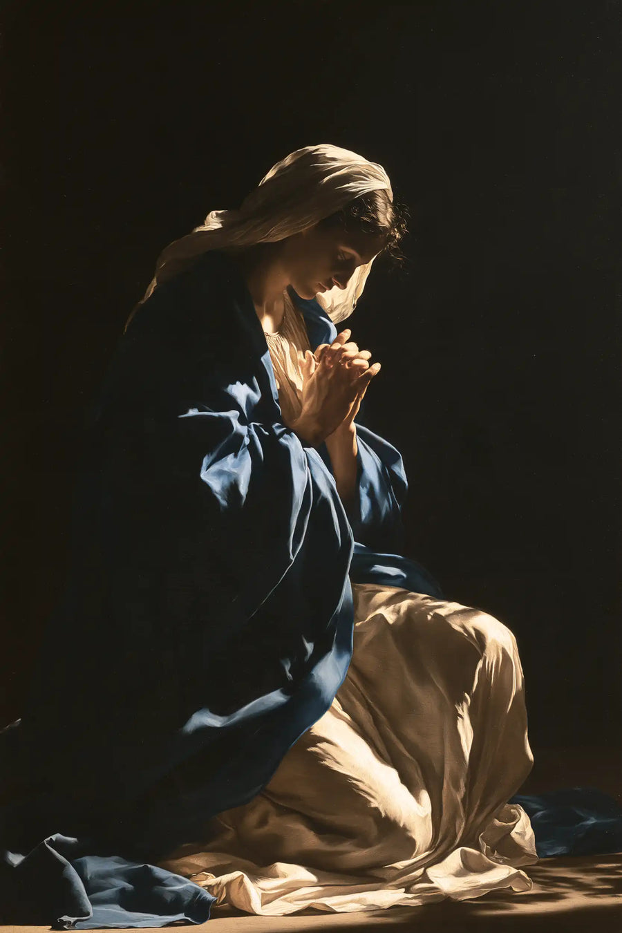 Virgin Mary in Prayer - Caravaggio Tenebrism · Portrait n° 10
