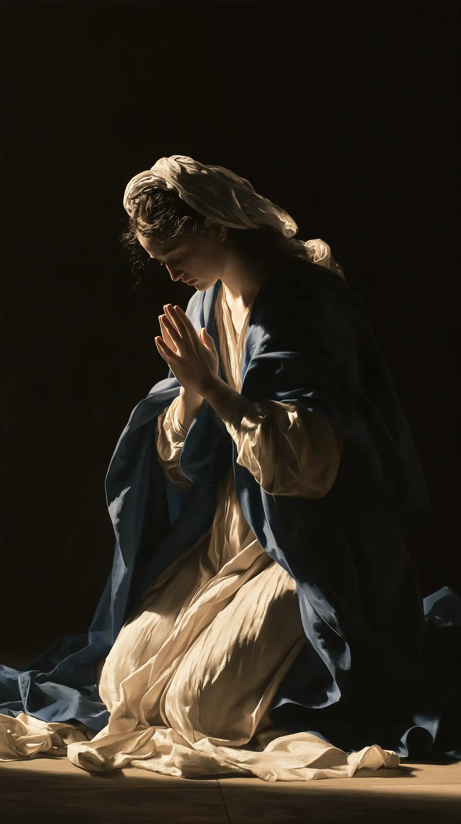 Virgin Mary in Prayer - Caravaggio Tenebrism · Portrait n° 15