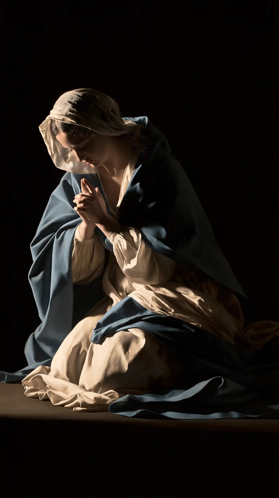 Virgin Mary in Prayer - Caravaggio Tenebrism · Portrait n° 18