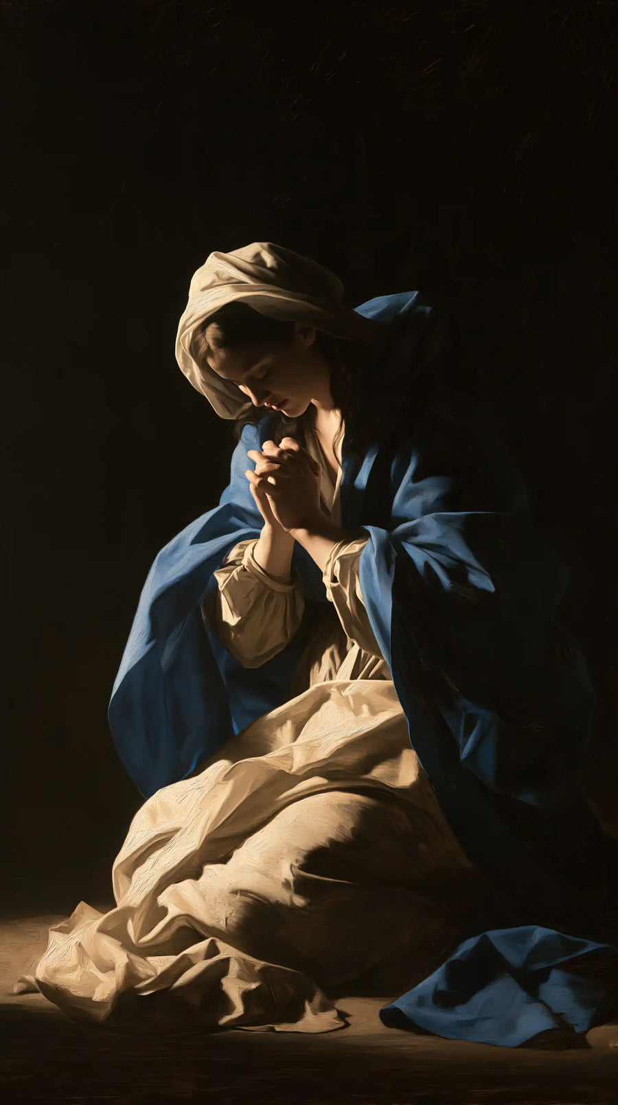 Virgin Mary in Prayer - Caravaggio Tenebrism · Portrait n° 19