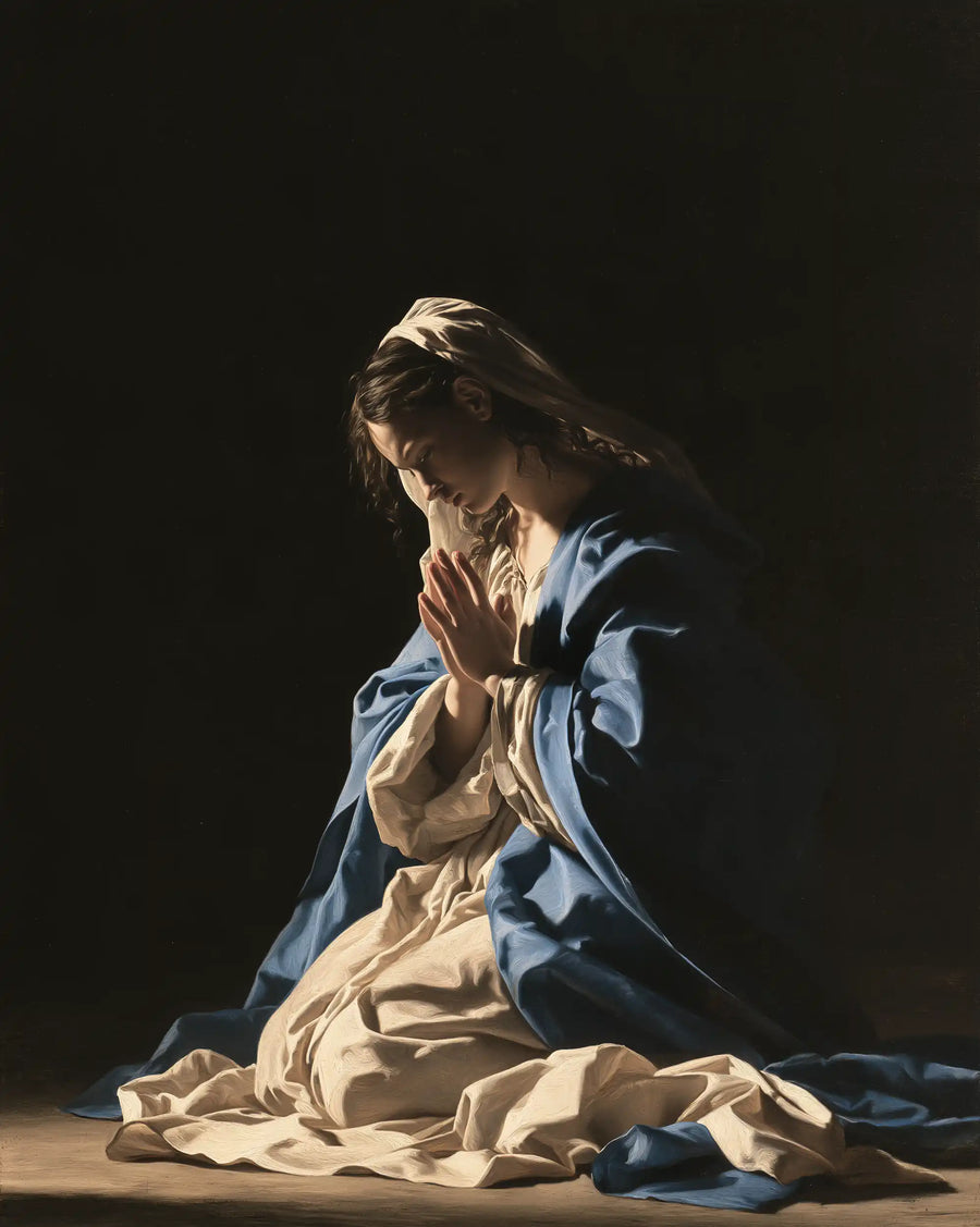 Virgin Mary in Prayer - Caravaggio Tenebrism · Portrait n° 25