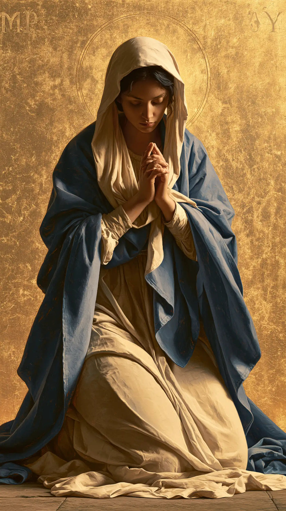 the Virgin Mary in prayer in Contemporary Byzantine style, portrait Christian artwork no. 29