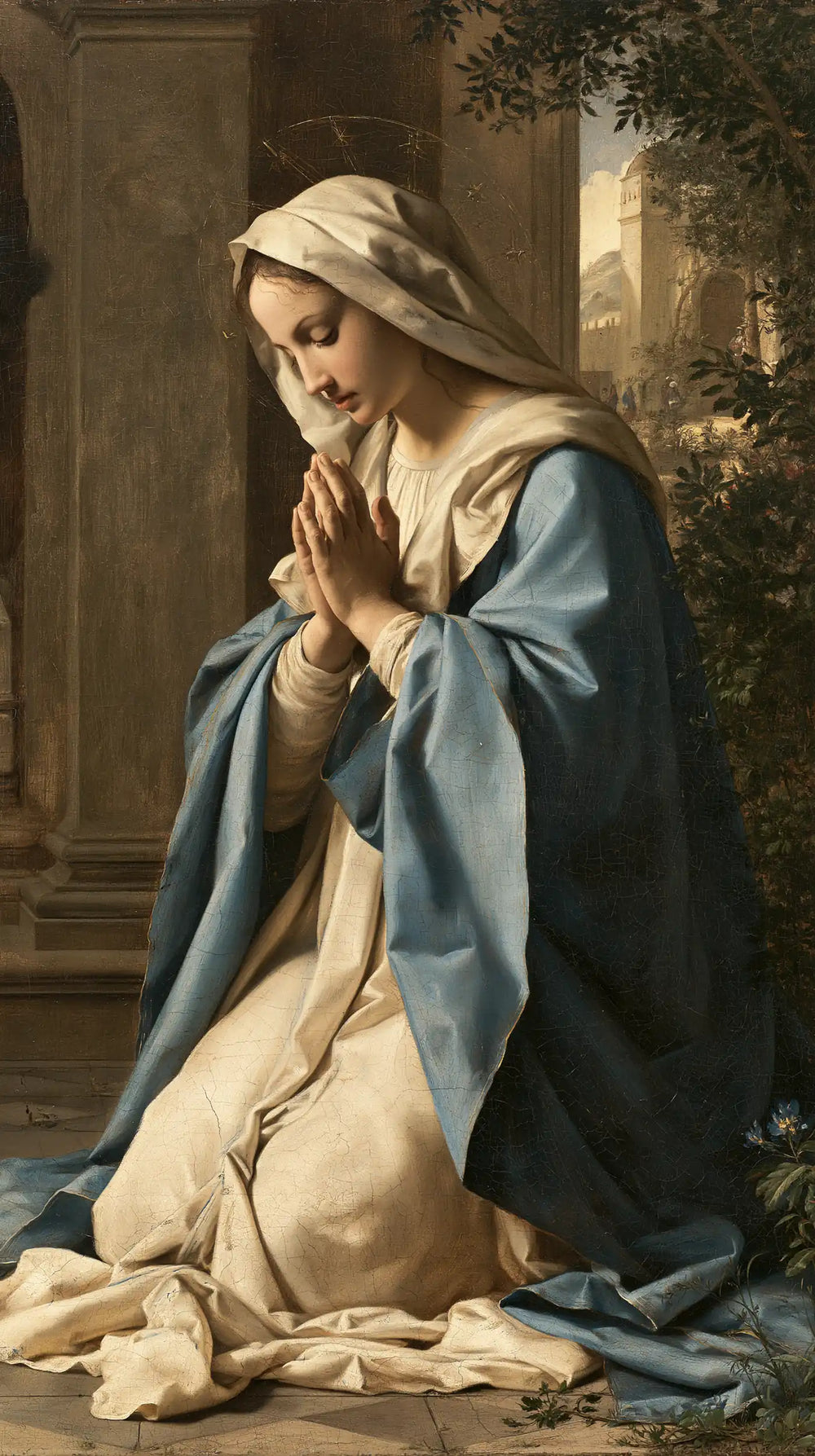 the Virgin Mary in prayer in Florentine Renaissance style, portrait Christian artwork no. 3